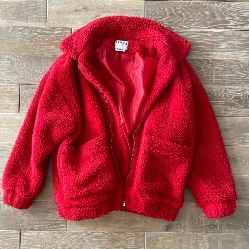 I.AM.GIA. Teddy Red Oversized Jacket - Picture 3 of 9